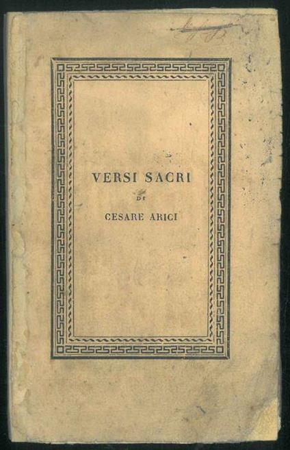 Versi sacri - Cesare Arici - copertina