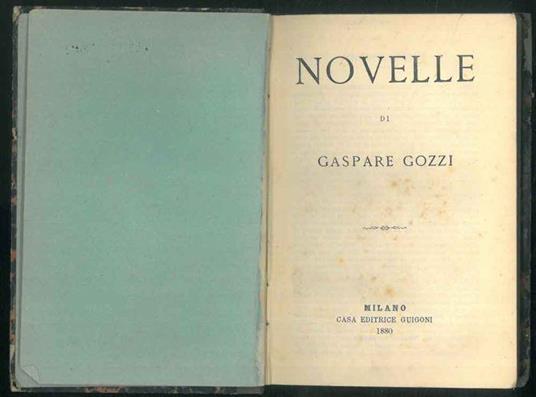 Novelle - Gaspare Gozzi - copertina