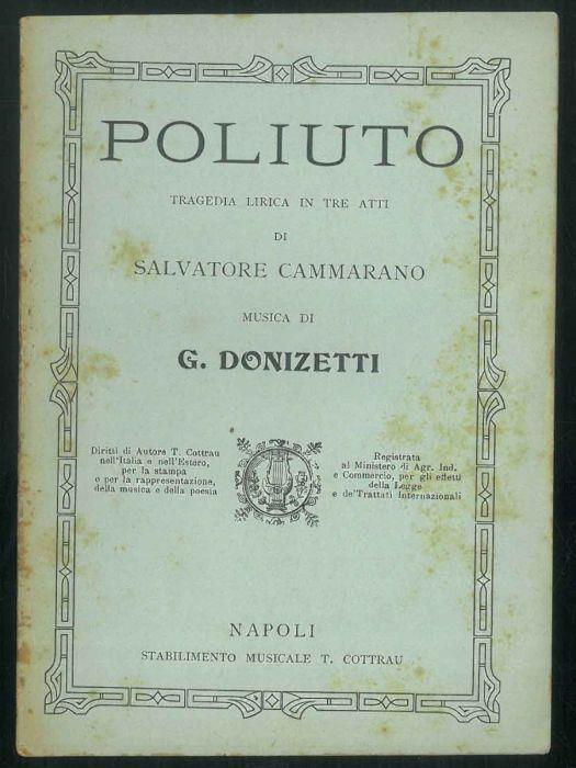 Poliuto. Tragedia lirica in tre atti - Salvatore Cammarano - copertina