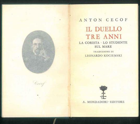 Il duello tre anni. La corista - Lo studente sul mare. Traduzione di Leonardo Kociemski - Anton Cechov - copertina