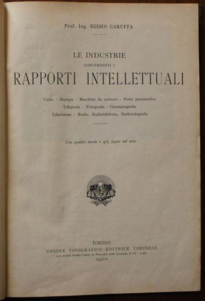 Le industrie concernenti i rapporti intellettuali - Egidio Garuffa - copertina