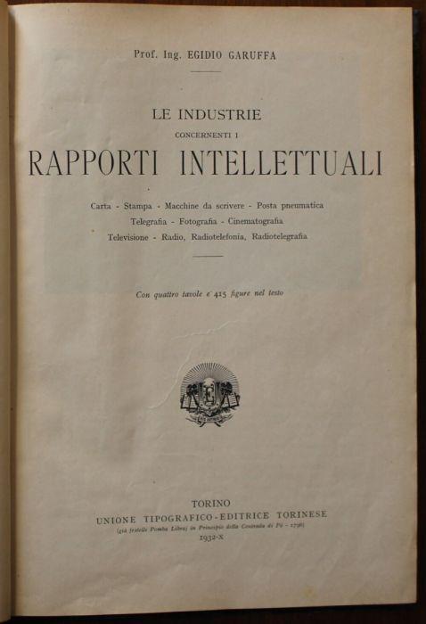 Le industrie concernenti i rapporti intellettuali - Egidio Garuffa - copertina
