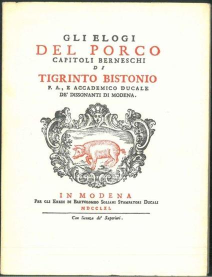 Gli elogi del porco. Capitoli berneschi - Tigrinto Bistonio - copertina