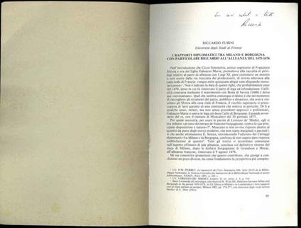 I rapporti diplomatici tra Milano e Borgogna con particolare riguardo all'alleanza del 1475-1476 - Riccardo Fubini - copertina