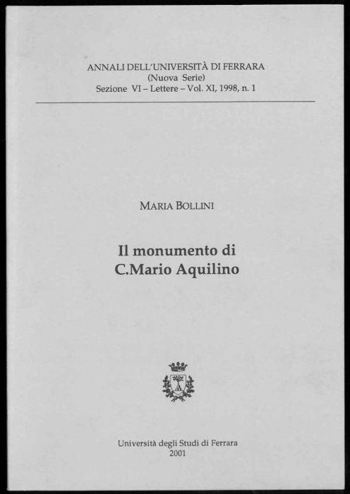 Il monumento di C. Mario Aquilino - Maria Bollini - copertina