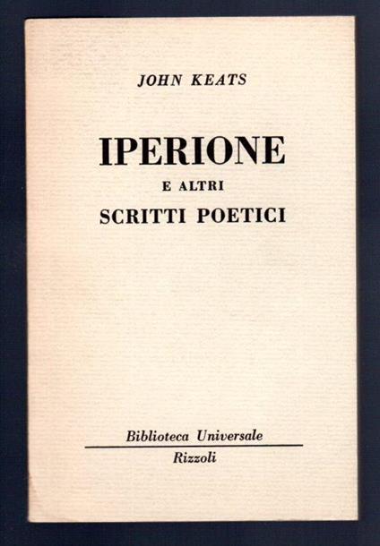 Iperione e altri scritti poetici - John Keats - copertina