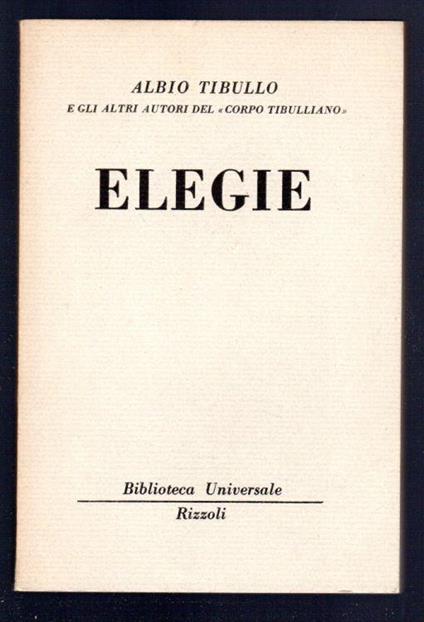 Elegie - Albio Tibullo - copertina
