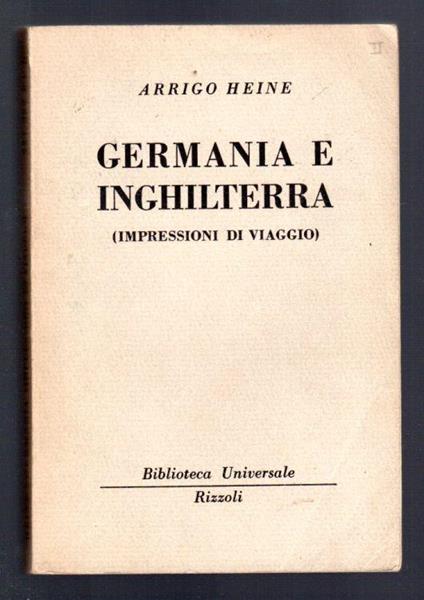 Germania e Inghilterra (impressioni di viaggio) - Heinrich Heine - copertina