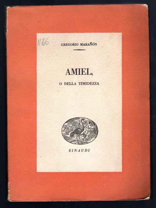 Amiel, o della timidezza - Gregorio Maranon - copertina