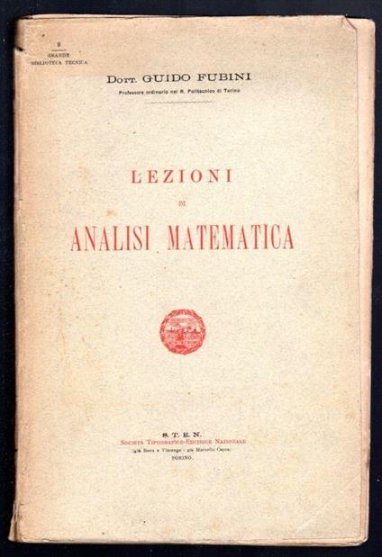 Lezioni di analisi matematica - Guido Fubini - copertina