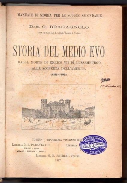 Storia del Medio Evo - G. Bragagnolo - copertina