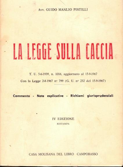 Codice della caccia: la legge sulla caccia - copertina