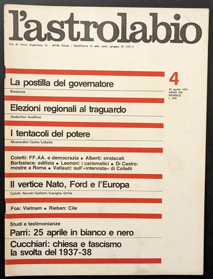L' astrolabio 4 - copertina