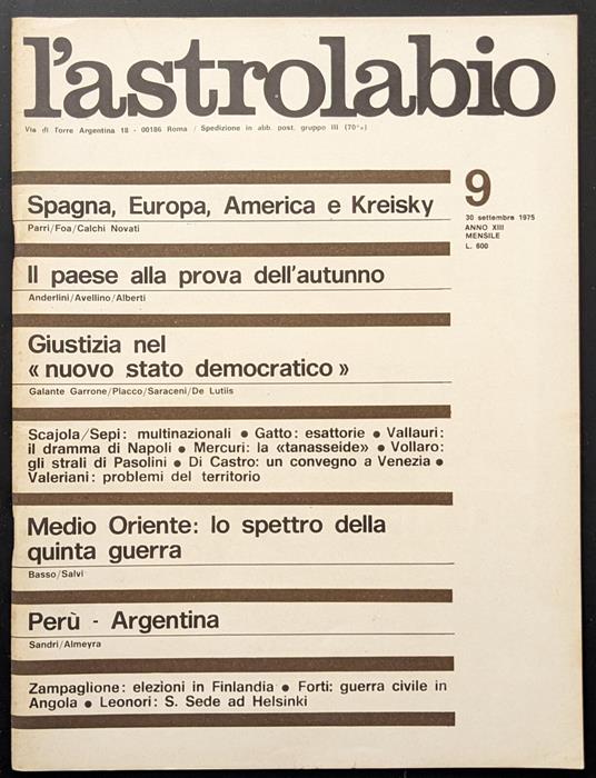 L' astrolabio 9 - copertina
