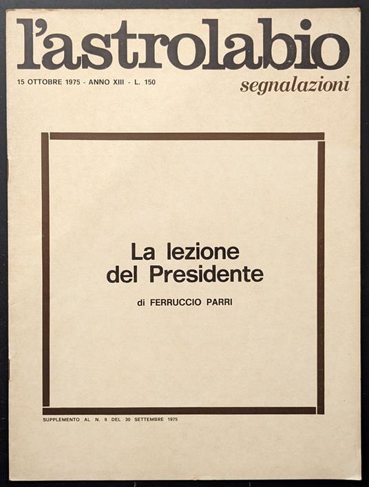 L' astrolabio. Segnalazioni - copertina