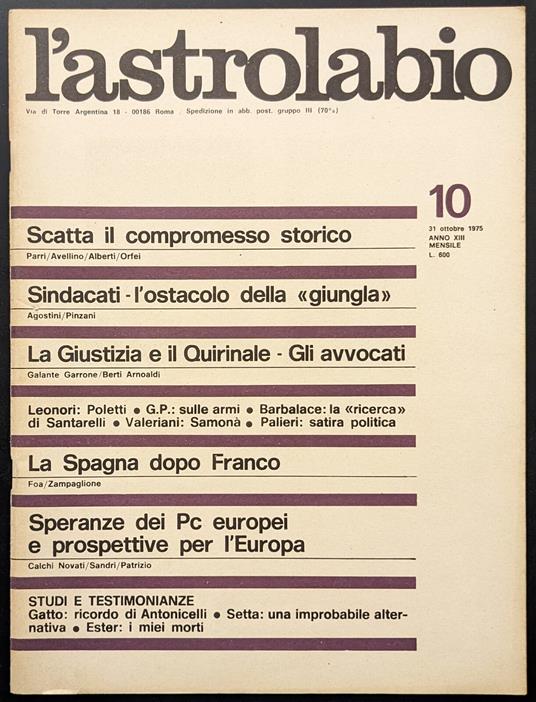 L' astrolabio 10 - copertina