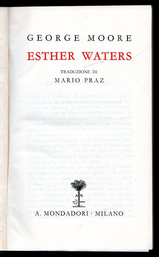 Esther Waters - George Moore - copertina