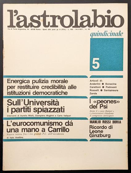 L' astrolabio 5 - copertina