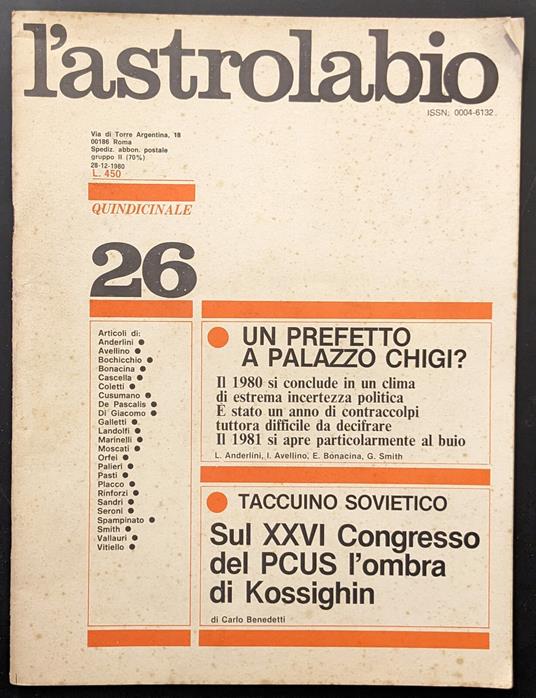 L' astrolabio 26 - copertina