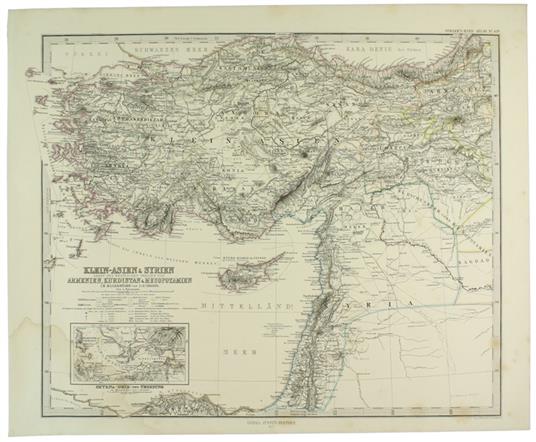 Klein-Asien & Syrien Nebst Den Westlichen Theilen Von Armenien, Kurdistan & Mesopotamien Im Maassstabe Von 1:3.700.000 Von A.Petermann - copertina