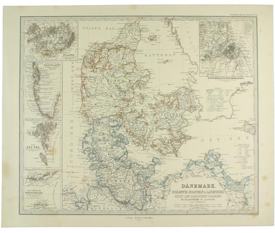 Danemark, Schleswig, Holstein U.Lauenburg, Nebst Den Danischen Colonien Im Maassstabe Von 1:1.500.000. Von A.Petermann - copertina
