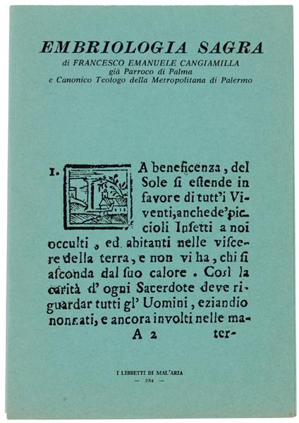 Embriologia Sagra. I Libretti Di Mal'Aria 234 - copertina