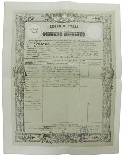 Congedo Assoluto Per Fine Di Ferma 1871 16° Regg.To Fanteria - copertina