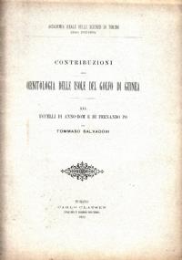 Contribuzioni all’Omitologia delle Isole del Golfo di Guinea,  III. Uccelli di Anno-Bom e di Ferdinando Po - Tommaso Salvadori - copertina