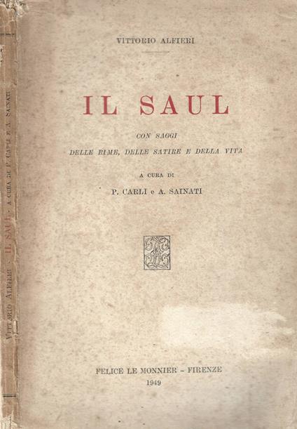 Il Saul - Vittorio Alfieri - copertina