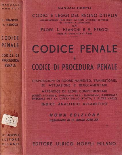 Codice Penale e Codice di procedura penale - Luigi Franchi - copertina