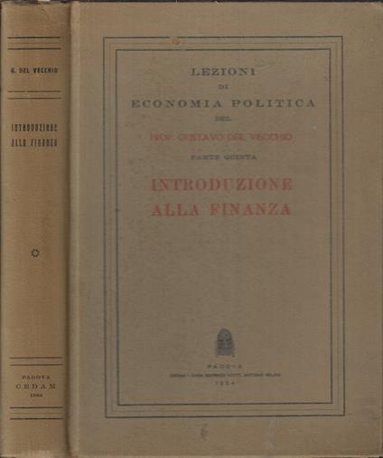 Introduzione alla finanza - Gustavo Del Vecchio - copertina