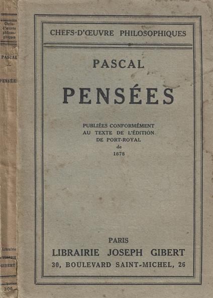 Pensées - Blaise Pascal - copertina