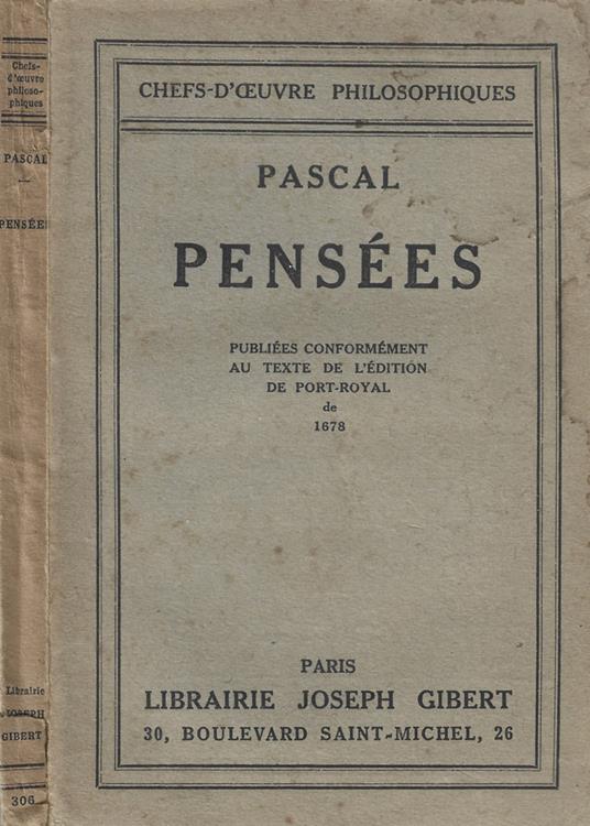 Pensées - Blaise Pascal - copertina