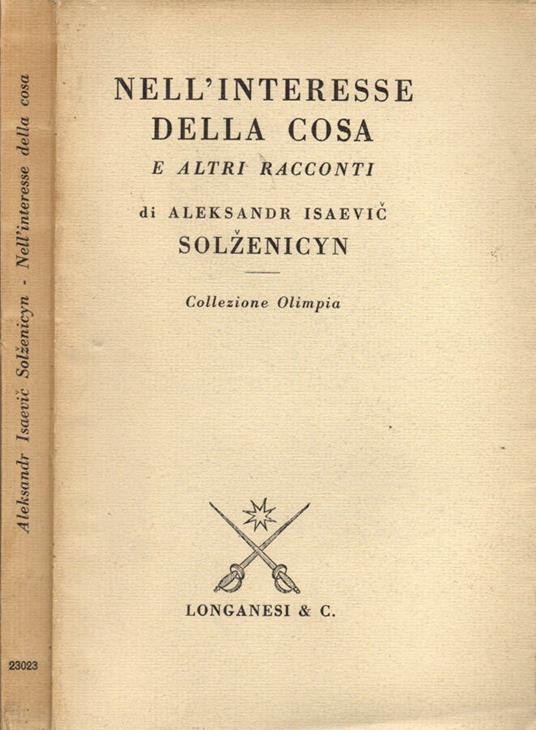 Nell'interesse della cosa e altri racconti - copertina