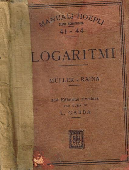 Tavole di logaritmi con cinque decimali - copertina