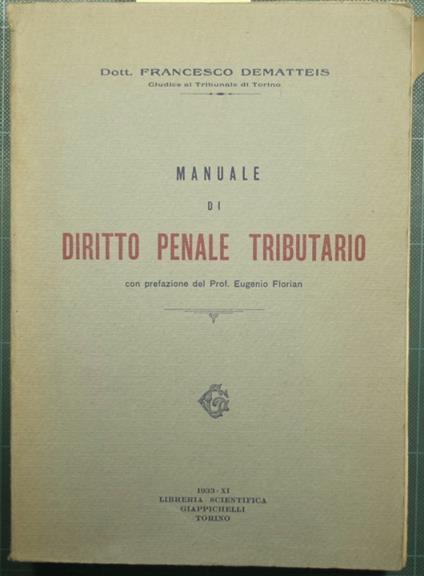 Manuale di diritto penale tributario - copertina