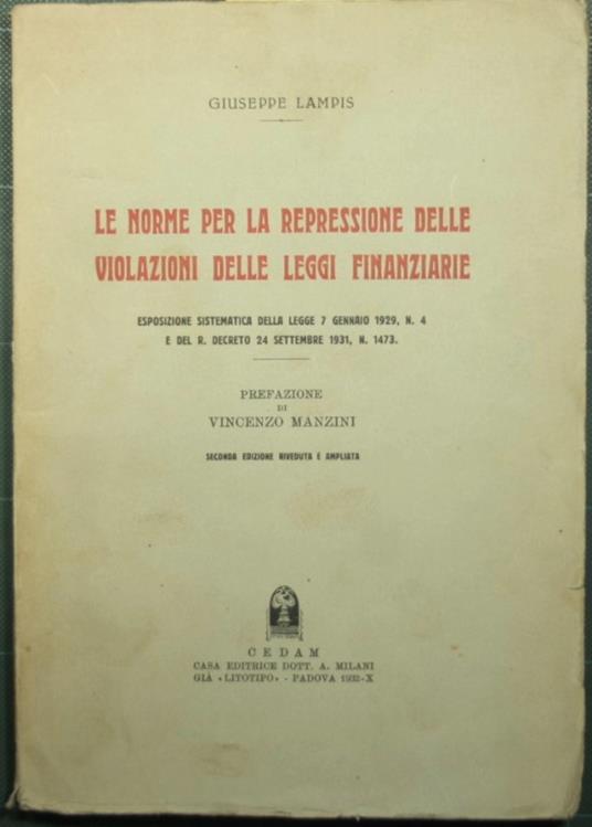 Le norme per la repressione delle violazioni delle leggi finanziarie - copertina