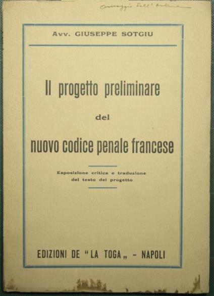 Il progetto preliminare del nuovo codice penale francese - copertina
