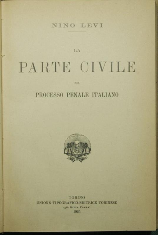 La parte civile nel processo penale italiano - Nino Levi - copertina