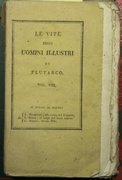 Le vite degli uomini illustri - Vol. VIII - Plutarco - copertina