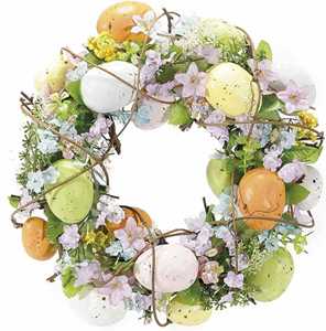 Idee regalo Ghirlanda di Pasqua con Fiori di Pesco e Uova Colorate Artigianale da Appendere Gruppo Maruccia