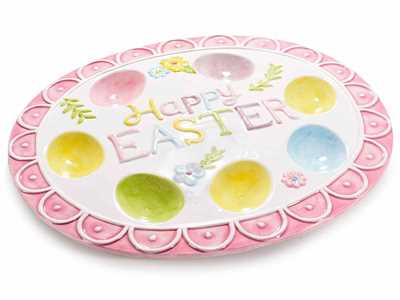 Idee regalo Piatto Portauova in Ceramica Colorata Per la Tavola Pasquale Idea Regalo Diametro 30,5 cm Gruppo Maruccia