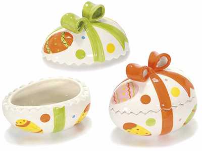 Idee regalo Barattoli da Cucina in Ceramica Dipinta a Mano a Forma di Uovo Pasquale per Alimenti Set da 2 Gruppo Maruccia