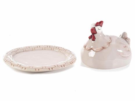 Coprivivande in Ceramica a Forma di Gallina Decorazione per Casa e Cucina Idea Regalo Set da 2 - 2