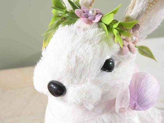 Coniglietti Pasquali Decorativi in Fibra Naturale Fatti a Mano Colore Bianco Idea Regalo per la Pasqua Set da 2 - 2