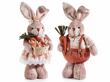 2x Conigli Pasquali in Stoffa Imbottita Decorazione Pasqua e Primavera