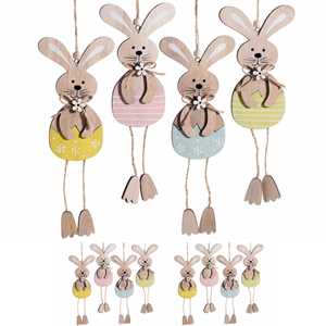 Idee regalo Coniglietti Decorativi da Appendere in Legno Addobbi per Cameretta, Pasqua, Primavera Set 8 Pezzi Gruppo Maruccia