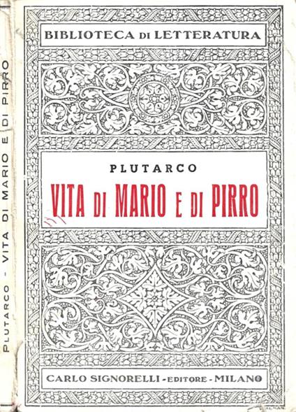 Vita di Mario e di Pirro - Plutarco - copertina