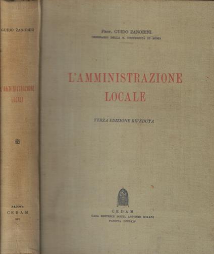 L' amministrazione locale - Guido Zanobini - copertina
