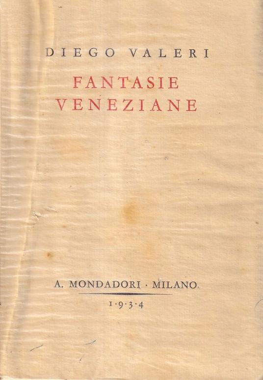Fantasie veneziane - Diego Valeri - copertina